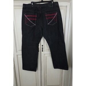 Red Ape Jeans Men's 40-42/29 Black Red Embroidered Y2K Hip Hop Streetwear Skater